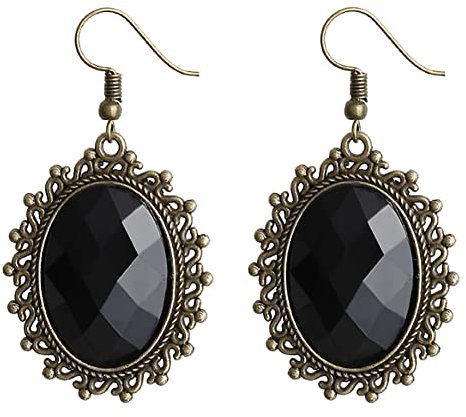 Wedity Gothic Schwarz Sexy Spitze Kragen Quaste Choker Halloween Party Zubehör für Frauen Mädchen (Schwarze Ohrringe)