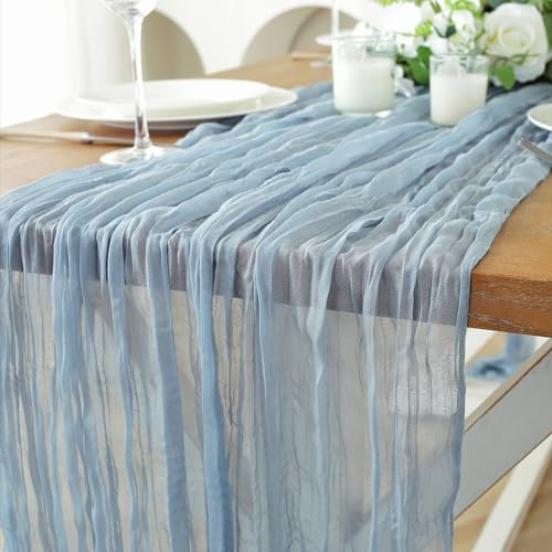 meioro Dustyblue Modische böhmische durchsichtige Käse Tuch Tischdecke 90x180 cm, Küche und Esstisch Dekoration, Innenferien Hochzeitsfeier und Geburtstagsdekoration