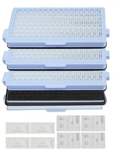 TayBong 4 Pack HEPA Air Clean Filters Replacement for Miele Hoover Compact C1 & C2, Complete C2 & C3, S8340, 4 HEPA Filters, 4 Motor Filters & 4 Exhaust Air Filters Against Fine Dust Odours