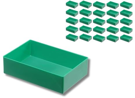 Hünersdorff 25 St. Einsatzbox 162 x 108 x 45mm (L x B x H) - Einsatzkasten Set für individuellen Bestückung von Sortimentskästen, Kleinteile-Koffern, Schubladen und Schränken - Grün