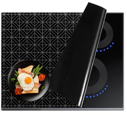Induction Hob Cover 62x53cm, Electric Stove Protector Mat, Fireproof and Waterproof Heat-Resistant Prevents Scratches Ceramic Glass Cooktop Cover, Multifunctional Silicone Cooker Mats (D)
