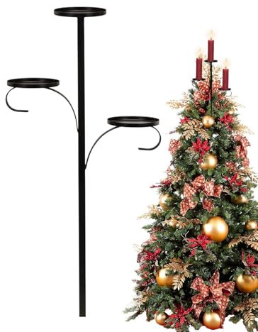 Triple Tree Topper | Candelabra Christmas Tree Topper 3 Tier Candle Holder | Light Up Christmas Tree Top Candles Holders | Metal Candle Tree Topper for Christmas Tree