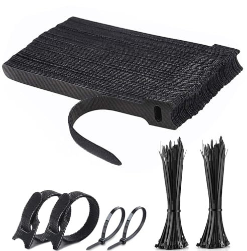 Eupneicu Bridas Para Cables Profesionales [200 Piezas], Cables [50 Piezas], Correas Multiusos, Ajustable Ataduras, Nylon Cables Para Cables Para Oficina, Hogar, Exteriores [Negro]
