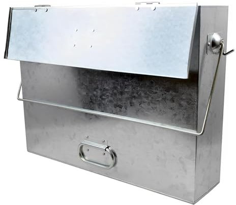 ADEPTNA Heavy Duty Metal Carrier with Hinged Lid and Dual Handles | Galvanised Steel Bucket for Hot and Cold Ash | Fireplace Pan and Ash Storage Bin for Fire Pits, Wood Stoves, BBQs, and Coal