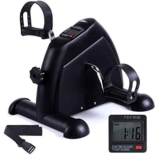 Sportneer Pedaltrainer für Senioren,Mini Heimtrainer mit LCD-Display, Fitnessgeräte für Zuhause – Tischfahrrad, Ergometer Senioren, Arm- und Beintrainer für Senioren mit Anti-Rutsch-Matte (Schwarz)