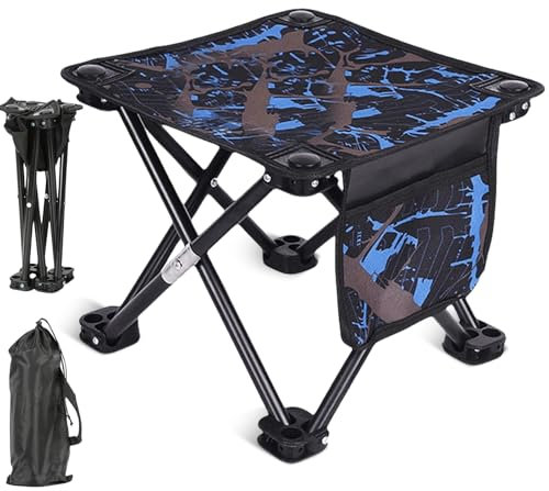 VEGOATY Outdoor Klapphocker: 1 Stück Extra Großer Und Höherer Campinghocker, Tragbar Und Faltbar, Ideal Für Camping, Angeln, Wandern (30x29x31cm, Blauer Farbton)