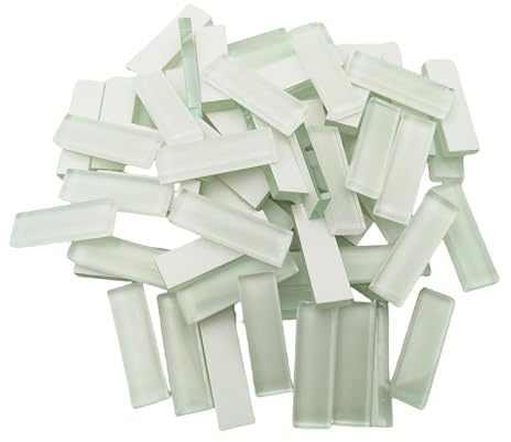 Mosaikfärgade glasremsor, gör-det-själv för pyssel, 200 g, klara mosaikstycken, målat glas-hantverk, DIY, hobbyer, konst, hantverk, material (vit, 3,2 cm)