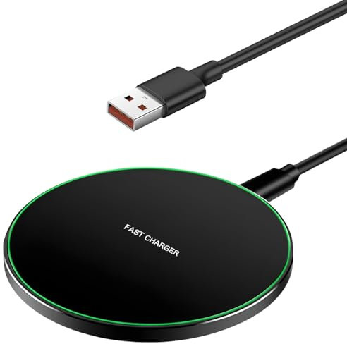 Cargador Inalámbrico Rápido 20W para iPhone 16/15/14/13/12/11, Base de Carga Inalambrica Wireless Charger Pad Cargador de inducción Compatible con Samsung Galaxy S25/S24/S23/S22/S21, Xiaomi, Huawei