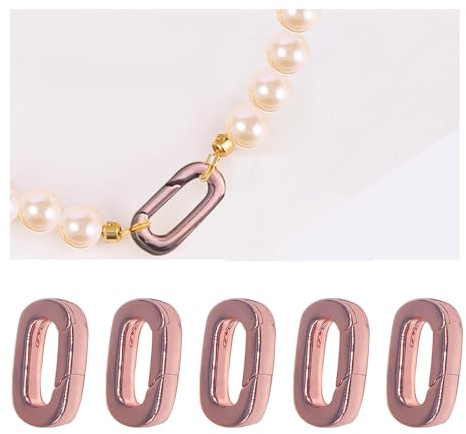 Aikeis 5 cierres de joyería chapados en oro rosa, cierres ovalados para joyas, cierres de resorte, cierres de joyas de oro rosa de 18 quilates, cierres para joyas de bricolaje