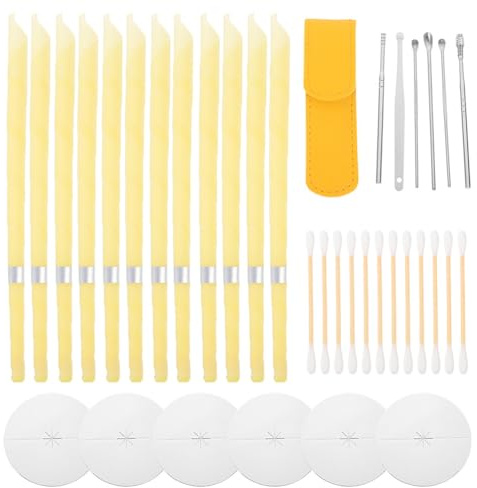 Ipetboom 2sets Candele per Orecchie con Disco Protettivo di Candele per Rimozione Cerume Kit per Pulizia Orecchie Adatto per Uso Domestico e Professionale