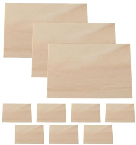 Lot de 10 feuilles de bois fines - de contreplaqué - Pour projets de bricolage - Matériau polyvalent en bois de basse pour peinture, dessin, gravure sur bois, gravure de forêt et découpe CNC