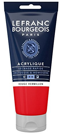 Lefranc Bourgeois 300433 Fine Acrylfarbe - Zinnoberrot, 80ml Tube, cremige Acrylfarbe auf Wasserbasis, schnell trocknend, lichtecht, wasserfest