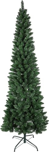 Árbol de Navidad Slim Pino Verde 210 cm Superfulto Realista Apertura Paraguas 58 cm Diámetro (Verde)