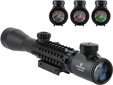 FOCUHUNTER Lunette de Visée 3-9X40mm Tactique Lunette de Tir Sniper Illuminé Rouge/Vert Réticule avec Intégral 11/20mm Picatinny Montage de Rail pour Arbalète Airsoft Chasse