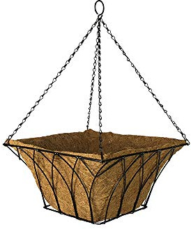 Garden Pride 14 Hanging Basket - Square Gothic Style Hanging Basket - Complete with Coco Liner and ready to plant