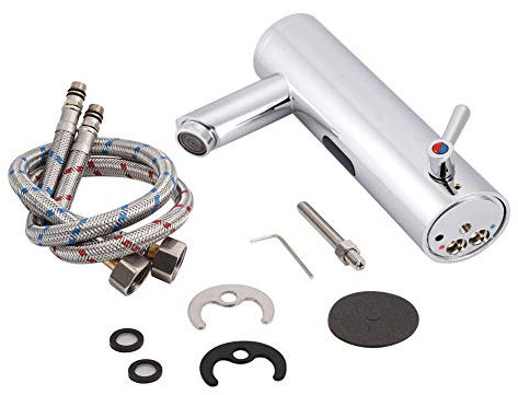 Taidda Automatic Sensor Faucet, Touchless Infrared Sensor Faucets Battery Power Automatic Sensor Faucet Hands Out with Hot Cold Water Mixer Tap for Bathroom Basin Kitchen Sink