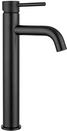 GAPPO Mono Basin Mixer Tap Single Lever Tall Counter Bathroom Sink Taps Lead, Matt Black