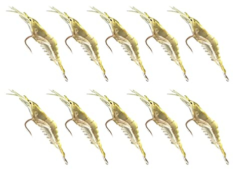 señuelos Goma, Pesca, 10 Unidades, Cebo gamba, cebos gambas, señuelos Pesca con anzuelos, Accesorios Pesca para Agua Dulce, Agua Salada, bajo Trucha, Siluro
