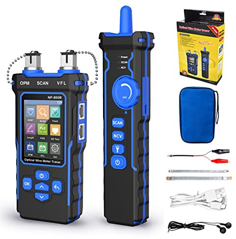 Network Cable Tester with Optical Power Meter PoE Multi-Function, Wire Tracker RJ11 RJ45 LAN Cable Toner Cat5 Cat6 Ethernet Cable Tracer with NCV, Port Flash, Support Type-C Charging, B