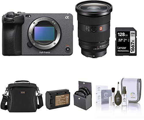 Sony FX3 Full-Frame Cinema Line Camera With 24-70mm f/2.8 GM II Lens, Bundled With, 128GB Memory Card, Battery Pack with USB-C Port, 82mm Essentials Filter Kit, Shoulder Bag and Cleaning Kit