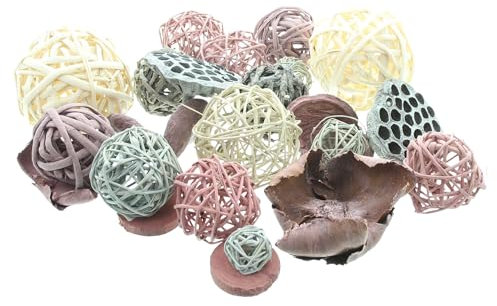 FRANK FLECHTWAREN Dekoset Charme, Rattankugeln, getrocknete Fruchthülsen, gefärbt Maße: ca. Ø 4 cm - 10 cm