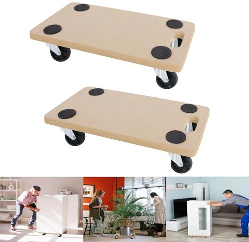 CEEDIR 2X Transportroller Rollbrett Möbelroller Roller Transporter mit Gummipads Kistenroller Transporthilfe für Umzug Möbel-Transport 200 kg Tragkraft