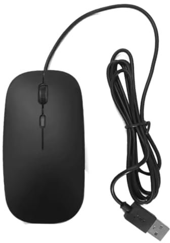 Wired USB Optical Mouse- Ageless Wired Mice for Mac Laptop Computer Durable long lasting Mouse With Led Light USB Computer Slim Mice Black