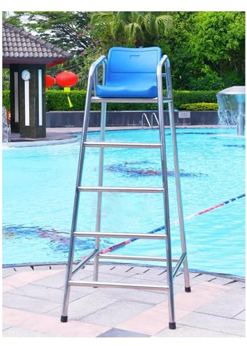 Pool Stuhl 120/150/180 cm hoher Rettungsschwimmerstuhl für eingelassene Pools/Aufstellpools, Edelstahl-Rettungsschwimmerstühle für den Außenbereich mit Sitz für Deck Schwimmbad Terrasse See Strand (C
