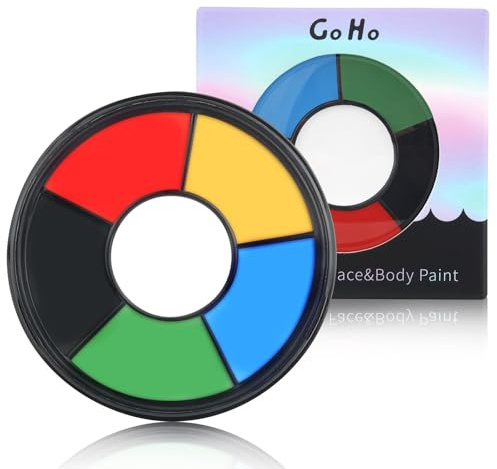 Go Ho 6 Colors Washable Formula Face Body Paint,Face Paint FX Makeup Palette,Professional Red Blue White Black Green Yellow Face Paint Halloween Cosplay SFX Makeup
