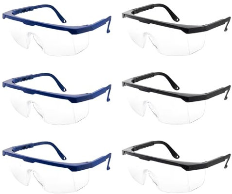 PIWOSGOL 6-er Pack Schutzbrille Arbeitsschutzbrille,Sicherheitsbrillen, Schutzbrille für Brillenträger, Schutzbrillen Transparent, Augenschutzbrille