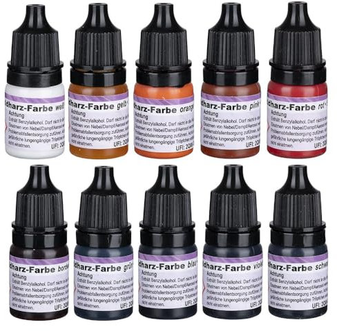 Ideen mit Herz | flüssige Epoxidharz-Farbe | ergiebig | Alcohol Ink | hochpigmentiert | 10 Farben | je 5 ml