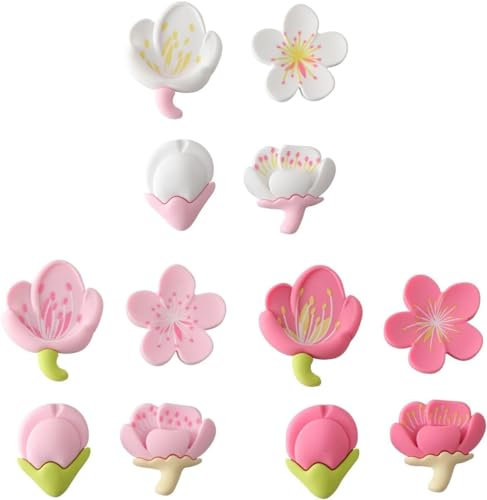 12Pcs Pink 3D Sakura Flower Fridge Magnet, Cute Magnets for Locker Decor, Whiteboard Magnets, Floral Refrigerator Magnets for Fridge, Kawaii Stuff for Locker Decorations, Refrigerator Magnets