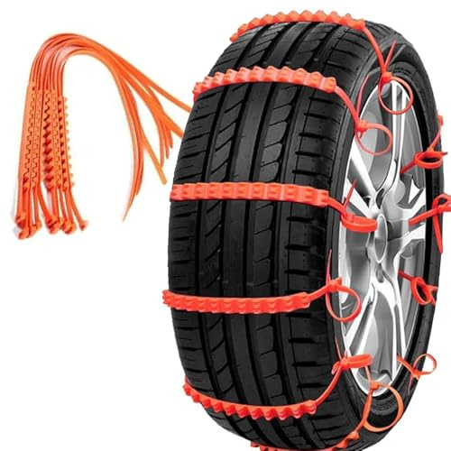 Voarge Confezione da 10 Catene da Neve per Pneumatici, Universali, Riutilizzabili, in Nylon, per Auto, SUV, Pickup e Camion, per Guida in Inverno su Strade Fangose