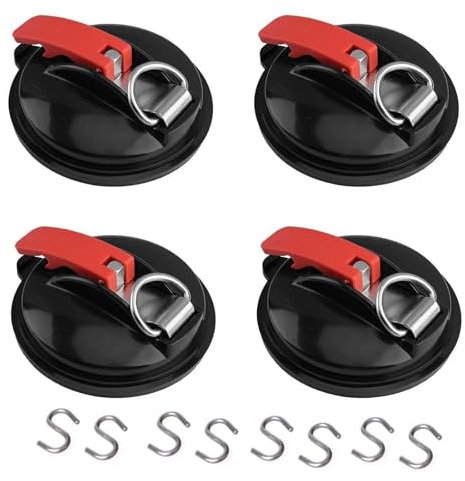 Saugnapf, 4 Stück Extra Starke Saugnäpfe für Camping und Haushalt mit 8 S-Haken Saugknöpfe - Suction Cup Hooks - für Motorhome Vorzelte, Sonnensegel und Planen Camping Zubehör