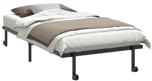 vidaXL Sängram utan madrass hopfällbar svart 100x200 cm stål
