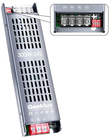Trasformatore LED 24V 12.5A con Supporto per il Dimming a 4 Livelli, Alimentatore Striscia LED a Bassa Tensione 300W, Trasformatore led ad Avvio Lento con Protezione da Cortocircuito (24V, 300, Watt)