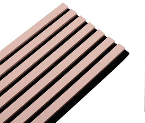 DECOON - Panel de pared acústico listones de madera, 120 x 30 x 1,9 cm, color rosa pastel y fieltro negro - 0,36 m²