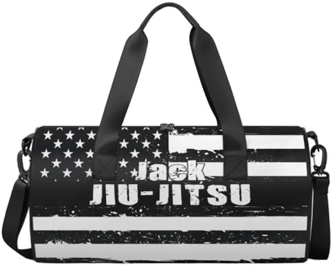 Personalized-Martial-Arts-Gear-Bag for Jiu-jitsu, Custom Jiujitsu Bag for Boys, Jiu jitsu for Gear Waterproof Lightweight Large USA Black
