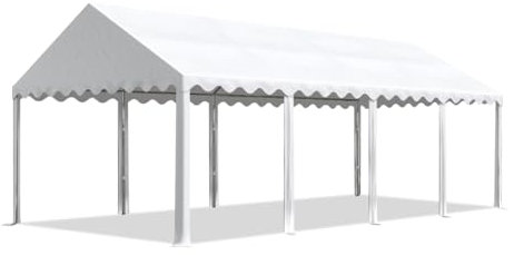 TOOLPORT Partyzelt Festzelt 4x8 m ohne Seitenteile -Zelt PVC Plane 700 N in weiß Wasserdicht