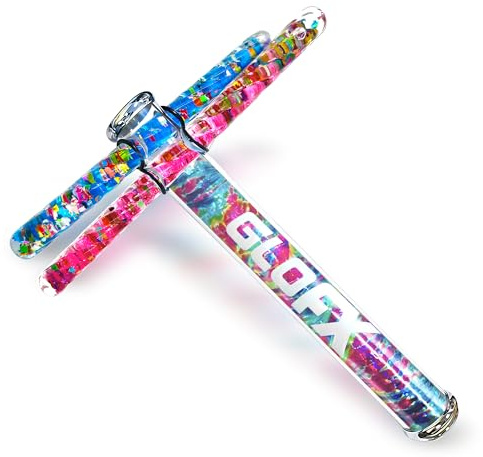 GloFX Rainbow Tie Dye Liquid X Caleidoscopio de juguete – Varitas de purpurina dual (rosa y azul) – Incluye caleidoscopio, varitas y espaciadores – Juguete sensorial a partir de 15 años