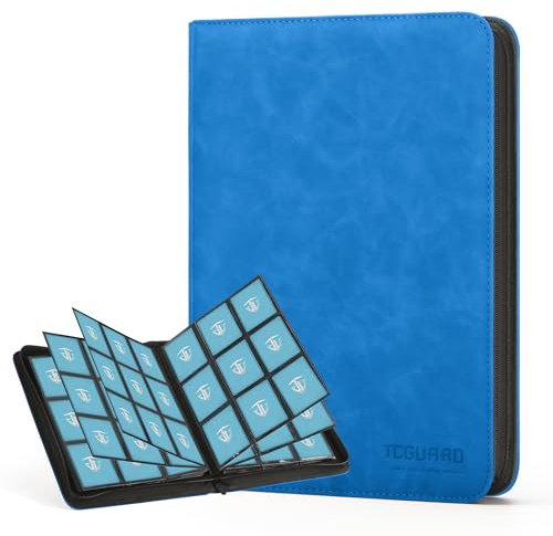 TCGUARD Album de collection pour jusqu'à 540 cartes, 9 pochettes latérales, album à fermeture éclair pour cartes à collectionner, carnet pour cartes MTG pour cartes de jeu, cartes de sport, Yugioh