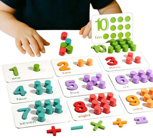 räknare - 23 x 16,5 cm matematikinlärningsset, leksaker med tränummer, pedagogisk cylindersats | Undervisningshjälp för dagis med hemskola,