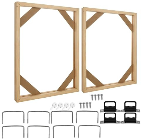 Elydiva 2 Set DIY Solid Wood Canvas Frame Kit, 16X20 Inch Canvas Frame Stretcher Bars Wood for Oil Paintings, Prints and Posters Easy Install Easy to Use