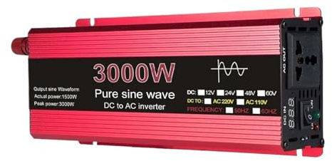 Invertitore For Auto Solare Con Inverter A Onda Sinusoidale Pura Da 3000 W, Trasformatore Di Tensione CC-CA Ampia Applicazione(12V,50Hz)
