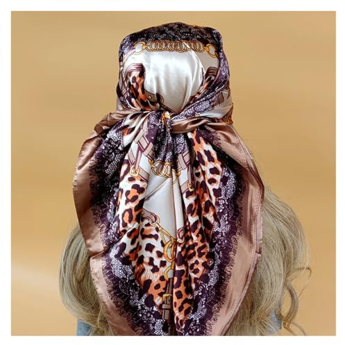 Sidenscarf resa 90 x 90 cm bandanas sidenhalsdukar fyra säsonger strand solskydd halsdukar tryck fyrkantig huvudduk (60)