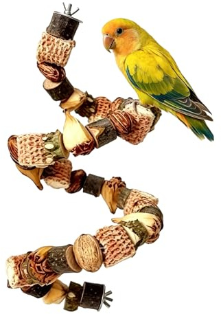 QhgPnt Parrot Toys for Cage Entertainment, Natural Wood Bird Perches 70 CM Parrot Chewing Toys, Interactive Bird Toys for Daily Play, Space-Saving Bird Cage Accessories for Boredom Relief