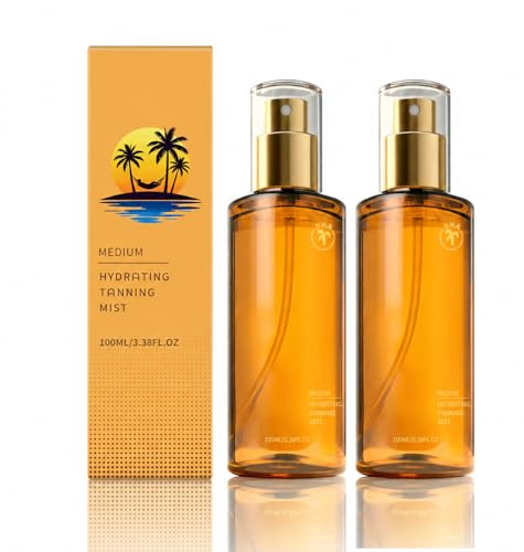 Self Tanning Body Mist, Quick Dry Natural Bronzer Spray for Body, Streak-Free Fast-Acting Sunless Tanner, Hydrating Lightweight Formula with Buildable Gradual Colour (2pc)