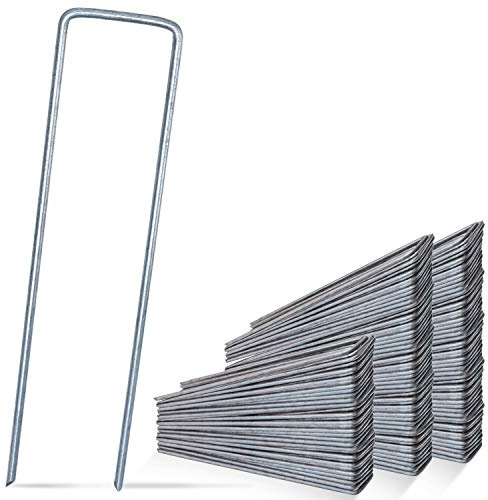 DAWIDU Anti Rost Erdanker Bodenanker - 250 x Erdanker verzinkt - 150mm lang x 30mm breit - Ø 3mm - Stabile & sichere Befestigung für Unkrautvlies Gartenvlies, Zaun & Camping Zelt - Silber