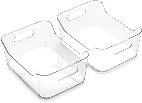 BINO | The SOHO Collection Plastic Storage Bins, X-Small - 2 Pack, Clear | Pantry and Fridge Organizer Containers, Kitchen Cabinet and Medicine Cabinet Bins