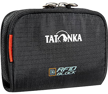 Tatonka Plain Wallet RFID Block - Kleine Geldbörse mit RFID-Blocker - TÜV geprüft - Münzfach, Fächer für Kreditkarten, Black-rip